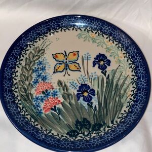 Nwot Polish Pottery Unikat Spring Garden Salad/ bread plate